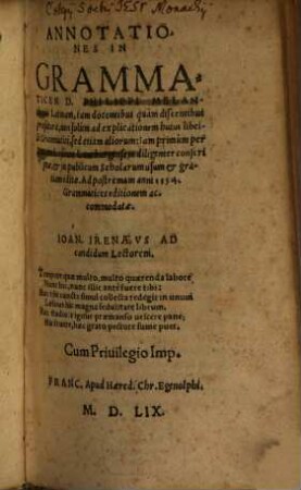 Annotationes in Grammaticen D. Phil. Melanthonis latinam