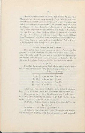 Anmerkungen zu den Liedern.
