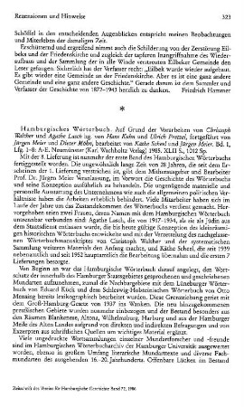 Hamburgisches Wörterbuch, auf Grund der Vorabeit von Christoph Walter und Agathe Lasch hrsg. von Hans Kuhn und Ulrich Pretzel, fortgeführt von Jürgen Meier und Dieter Möhn, bearb. von Käthe Scheel und Jürgen Meier, Bd. 1, Lfg. 1-8 : Neumünster, Wachholtz, 1985