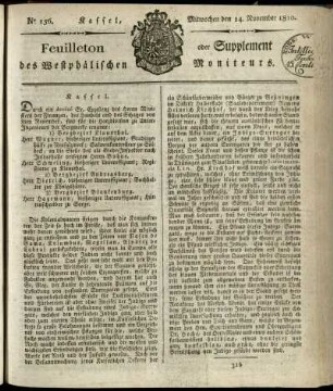 No. 156, Mitwochen den 14. November 1810