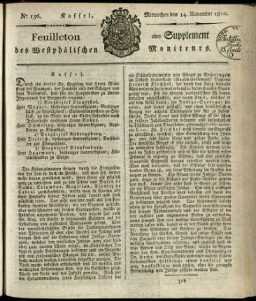 No. 156, Mitwochen den 14. November 1810