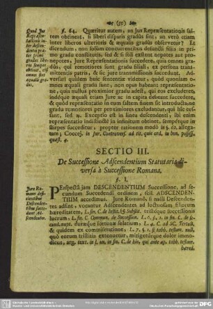 Sectio III. De successione Adscendentium Statutaria diversa a Successione Romana