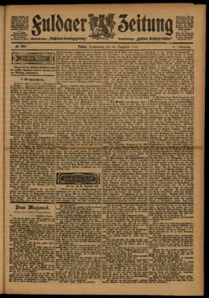 Erste Ausgabe vom Donnerstag, den 24. Dezember 1903.