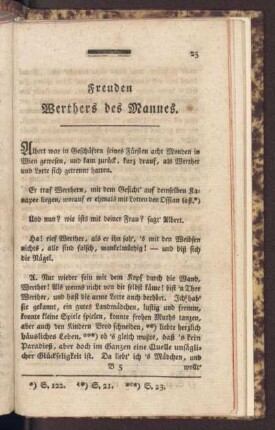 Freuden Werthers des Mannes