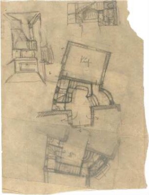 Hildebrand, Adolf von; Haus Schlederloh - Grundriss, Innenräume (Teilansichten)