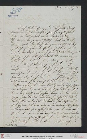 Briefwechsel Theodor Mommsen und Marie Mommsen geb. Reimer: Brief von Marie Mommsen an Theodor Mommsen