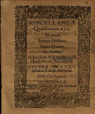 Miscellaneae Quaestiones XIV.