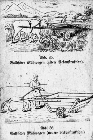 Gallischer Mähwagen (ältere und neuere Rekonstruktion)