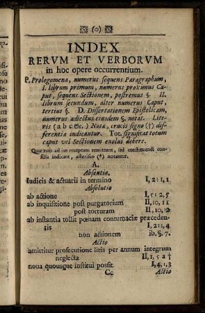 Index Rerum et Verborum in hoc opere occurrentium.