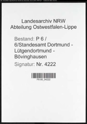Sterberegister Standesamt Dortmund-Lütgendortmund-Bövinghausen (XI)