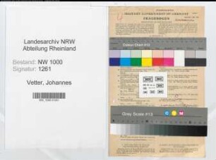Entnazifizierung Johannes Vetter, geb. 18.04.1881 (Verw.Sekretaer)