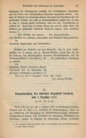 13. Bekanntmachung, den nämlichen Gegenstand betreffend