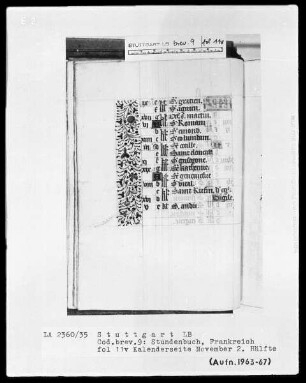 Lateinisch-französisches Stundenbuch (Livre d'heures) — Teilbordüre, Folio 11verso
