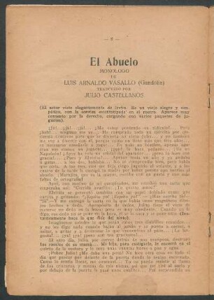 El abuelo : Monólogo