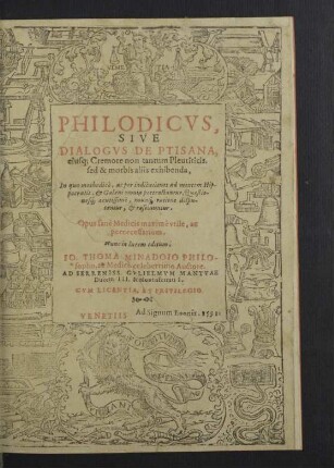 Philodicvs , Sive Dialogvs De Ptisana, eiusq Cremore non tantum Pleuriticis, sed & morbis aliis exhibenda ...
