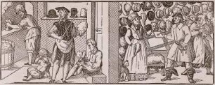 Beigaben eines Handwerks-Zeremonie-Bändchens : Hutmacher, Holzschnitt, E. 16. Jh.