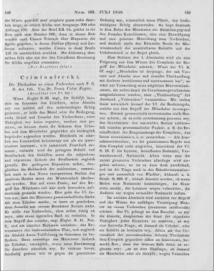 Ziegler, F. V.: Die Theilnahme an einem Verbrechen nach P.G.O. Art. 148. Eine criminalistische Abhandlung. Marburg: Elwert 1845 (Beschluss von Nr. 162)