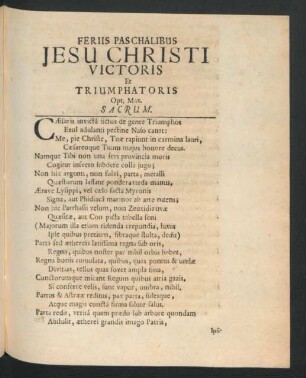 Feriis Paschalibus Jesu Christi Victoris Et Triumphatoris ...