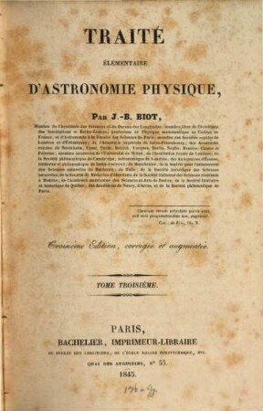 Traité élémentaire d'astronomie physique. 3