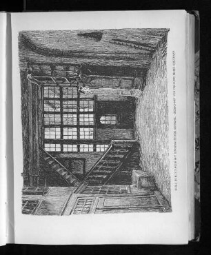 Diele in Buxtehude mit eingemauertem Schrank. Gezeichnet von Fräulein Marie Kortmann