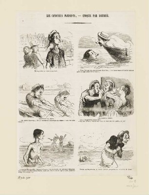Les canotiers parisiens, 6 Darstellungen der Folge: " Les canotiers parisiens – Croquis par Daumier", in: "Le Charivari", Paris 1853