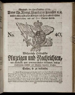 No. 40. Montags, den 6ten October, 1755.