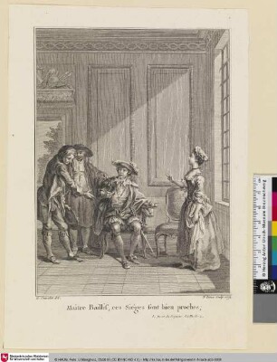 [Illustration zu Texten von Voltaire - Eine Szene aus "Le droit du Seigneur"]
