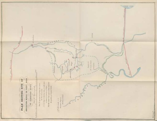 Plan shewing site of irrigation works on right bank of Damoodah River