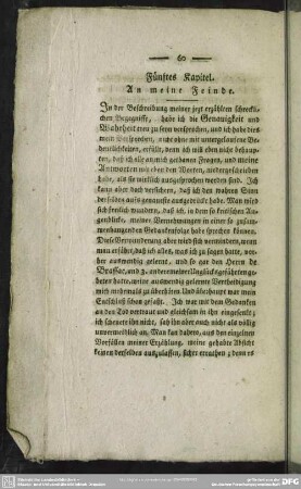 Fünftes Kapitel. An meine Feinde