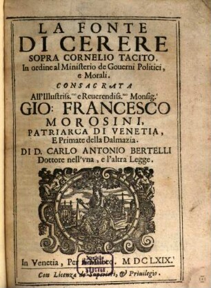 La fonte di Cerere sopra Cornelio Tacito