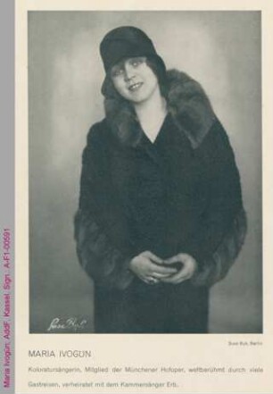 Porträt von Maria Ivogün