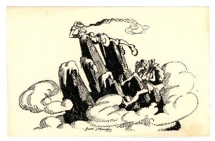 Postkarten mit humoristischen Zeichnungen aus dem Alpenkrieg, jeweils mit Zensurvermerk 06.12.1915: (Gipfelposten)