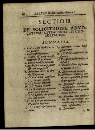 Sectio III. De Solicitudine Advocati Pro Extrahenda Citatione Legitima.