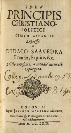 Idea Principis Christiano-Politici Centvm Symbolis Expressa