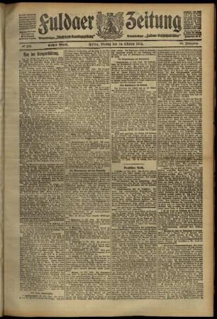Erste Ausgabe vom Montag, den 14. Oktober 1912.
