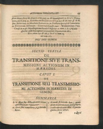 Sectio Tertia. De Transitione Sive Transmissione Actionum In Haeredes.