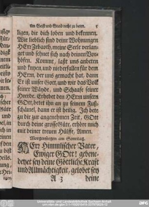 Morgensegen am Sonntag.