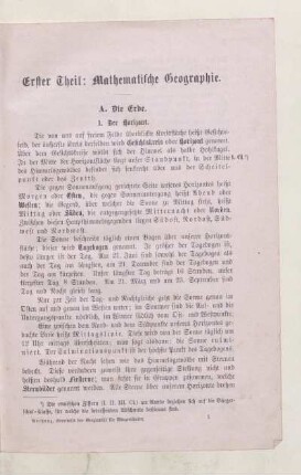 Erster Theil: Mathematische Geographie