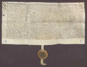 Hans Östringer, Schultheiß, und genannte Mitglieder des Gerichts zu St. Leon beurkunden eine Gültverschreibung des Matthes Homert und seiner Ehefrau Katharina über 50 Gulden gegenüber Johann Rehm, speyrischem Generalkollektor.