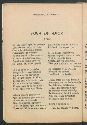Fuga de Amor : (Vals)