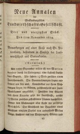 Drey und vierzigstes Stück. Den 8ten November 1814.