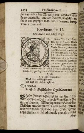 Ferdinandus II. von Anno 1619. biß 1637.