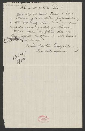Brief an Helene Michaelis : 16.01.1918