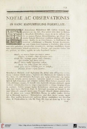 Notae Ac Observationes in hanc Manumissionis Formulam