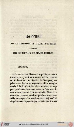 Rappport à l'Académie