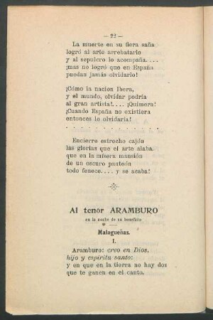 Al tenor Aramburo : en la noche de su beneficio