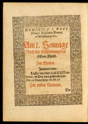Dominica I. Post Octavas Epiphaniae Domini, ad Matutinas preces.
