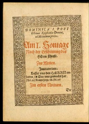 Dominica I. Post Octavas Epiphaniae Domini, ad Matutinas preces.