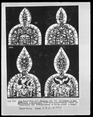 Fenster I, gestiftet von Bischof Nikolaus. Dreipassförmiger oberer Abschluss