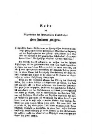 Reden gehalten bei der feierlichen Eröffnung der Eidgenössischen polytechnischen Schule ... in Zürich 15. Okt. 1855 : 1) Von Frei-Herose 2) Von Dr. Kern